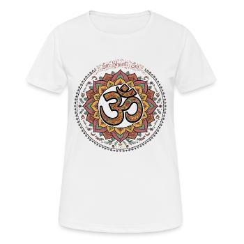 Om Shanti Om Bunt Lotus Mandal - Frauen T-Shirt atmungsaktiv - Weiß - Vorne - AI Model Female 172 dark (172cm)