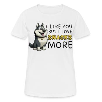 Dessin animé Sibérien Husky Snack Lover - T-shirt respirant Femme - blanc - Devant - AI Model Female 172 dark (172cm)