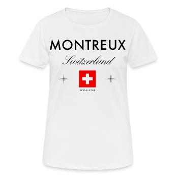 Montreux Schweiz Koordinaten Reise Souvenir - Frauen T-Shirt atmungsaktiv - Weiß - Vorne - AI Model Female 172 dark (172cm)
