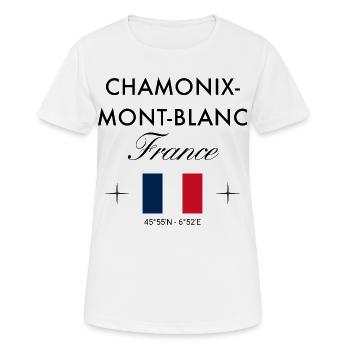 Chamonix Mont Blanc Frankreich Koordinaten Reise - Frauen T-Shirt atmungsaktiv - Weiß - Vorne - AI Model Female 172 dark (172cm)