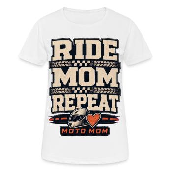 Moman au bord de la piste Moto Mama, Moto Mom Répétée Moto - T-shirt respirant Femme - blanc - Devant - AI Model Female 172 dark (172cm)