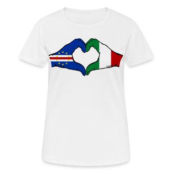 Cape Verde Italy Flag Hands Heart Shape - Women's Breathable T-Shirt - white - Front - AI Model Female 172 dark (172cm)