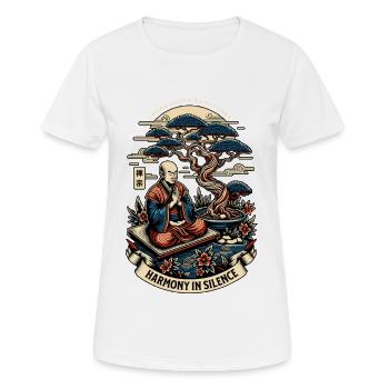 Harmony in Silence Zen Monk - Frauen T-Shirt atmungsaktiv - Weiß - Vorne - AI Model Female 172 dark (172cm)