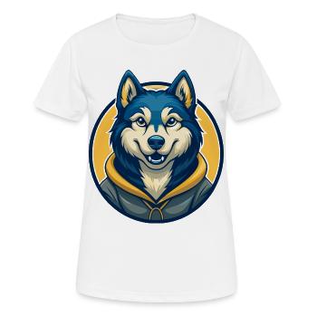Husky Dog Kawaii Maskottchen Cartoon Clipart Logo Abzeichen - Frauen T-Shirt atmungsaktiv - Weiß - Vorne - AI Model Female 172 dark (172cm)
