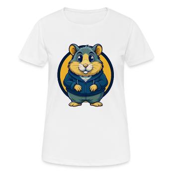 Hamster Kawaii Maskottchen Cartoon Clipart Logo Abzeichen - Frauen T-Shirt atmungsaktiv - Weiß - Vorne - AI Model Female 172 dark (172cm)