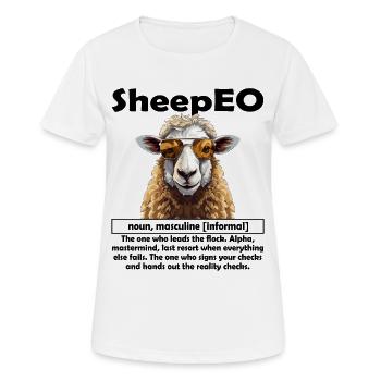 SheepEO Chef | Schäff | Teamleiter | Manager | CEO - Frauen T-Shirt atmungsaktiv - Weiß - Vorne - AI Model Female 172 dark (172cm)