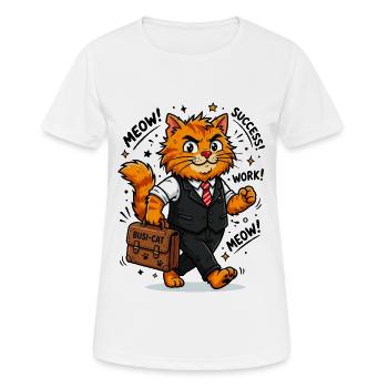 Chat d’affaires travailleur avec une mallette - T-shirt respirant Femme - blanc - Devant - AI Model Female 172 dark (172cm)