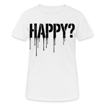Happy Drip - Happy? - Frauen T-Shirt atmungsaktiv - Weiß - Vorne - AI Model Female 172 dark (172cm)