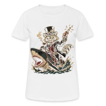 Requin raton laveur steampunk - T-shirt respirant Femme - blanc - Devant - AI Model Female 172 dark (172cm)