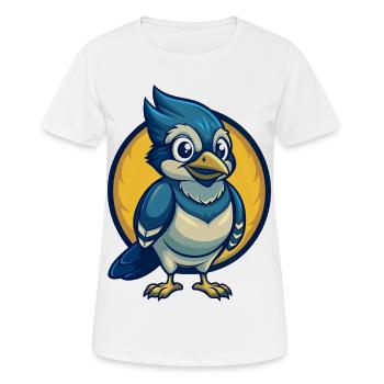 Jay Bird Kawaii Mascot Cartoon Clipart Logo Badge - Women's Breathable T-Shirt - white - Front - AI Model Female 172 dark (172cm)