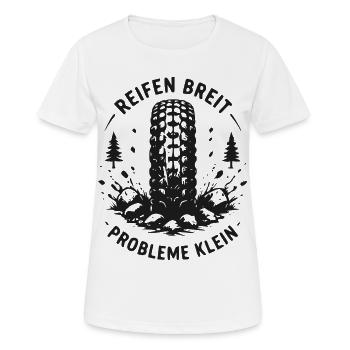 Breite Reifen - Kleine Probleme - Frauen T-Shirt atmungsaktiv - Weiß - Vorne - AI Model Female 172 dark (172cm)