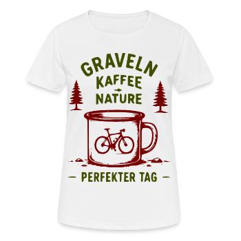 Graveln Kaffee Nature Bike - Frauen T-Shirt atmungsaktiv - Weiß - Vorne - AI Model Female 172 dark (172cm)