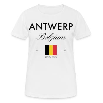 Coordonnées d’Anvers Voyage Souvenir - T-shirt respirant Femme - blanc - Devant - AI Model Female 172 dark (172cm)