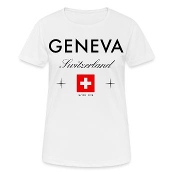 Geneva Switzerland Coordinates Travel Souvenir - Women's Breathable T-Shirt - white - Front - AI Model Female 172 dark (172cm)