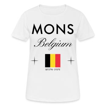 Mons Belgium Coordine le souvenir de voyage - T-shirt respirant Femme - blanc - Devant - AI Model Female 172 dark (172cm)