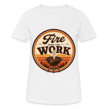 Le barbecue Fire Does The Work - T-shirt respirant Femme - blanc - Devant - AI Model Female 172 dark (172cm)