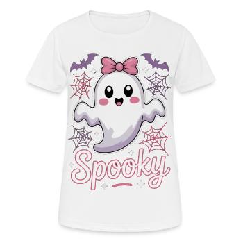 Spooky Halloween Geist - Frauen T-Shirt atmungsaktiv - Weiß - Vorne - AI Model Female 172 dark (172cm)