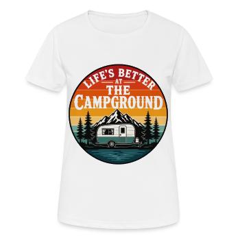 La vie est meilleure au camping Camping rétro - T-shirt respirant Femme - blanc - Devant - AI Model Female 172 dark (172cm)