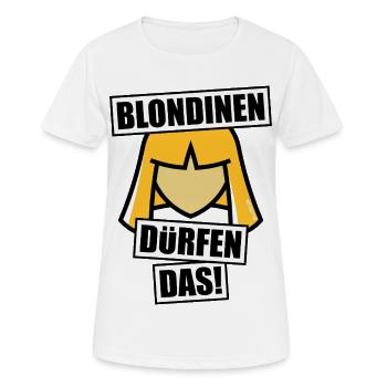 Blondinen Dürfen Das! (Blondine / Blond / V1 NEG) - Frauen T-Shirt atmungsaktiv - Weiß - Vorne - AI Model Female 172 dark (172cm)