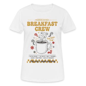 Petit-déjeuner Crew Café Brunch Pancakes Nourriture Bacon - T-shirt respirant Femme - blanc - Devant - AI Model Female 172 dark (172cm)
