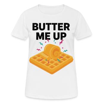 Petit-déjeuner Brunch drôle Café Pancake Beurre Me Beurre - T-shirt respirant Femme - blanc - Devant - AI Model Female 172 dark (172cm)