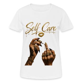 Self Care Middle Finger Gold Drip Streetwear - Women's Breathable T-Shirt - white - Front - AI Model Female 172 dark (172cm)