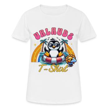 Urlaubs Shirt – Pinguin Urlaub T Shirt - Frauen T-Shirt atmungsaktiv - Weiß - Vorne - AI Model Female 172 dark (172cm)