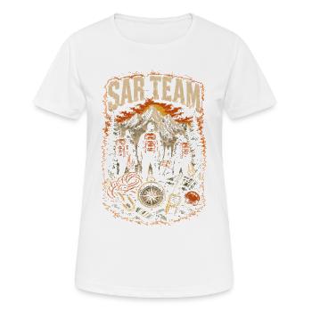 Équipe de sauvetage SAR - T-shirt respirant Femme - blanc - Devant - AI Model Female 172 dark (172cm)