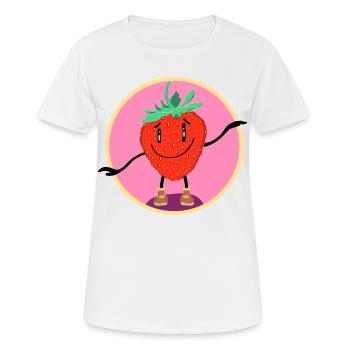 Tanzende Erdbeere - Frauen T-Shirt atmungsaktiv - Weiß - Vorne - AI Model Female 172 dark (172cm)