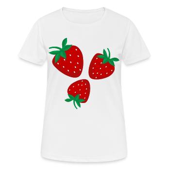 Trois fraises rouge vif - T-shirt respirant Femme - blanc - Devant - AI Model Female 172 dark (172cm)