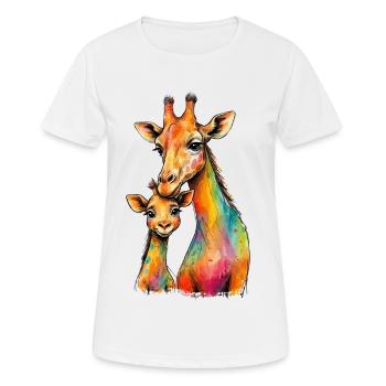 Maman girafe avec sa descendance - T-shirt respirant Femme - blanc - Devant - AI Model Female 172 dark (172cm)