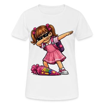 Shooter ABC en dab (brune) - T-shirt respirant Femme - blanc - Devant - AI Model Female 172 dark (172cm)