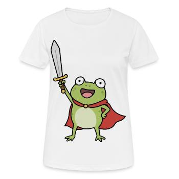 Frosch Ritter Umhang Schwert - Frauen T-Shirt atmungsaktiv - Weiß - Vorne - AI Model Female 172 dark (172cm)