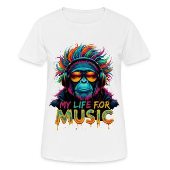 Chimpanzé coloré – Ma vie pour la musique - T-shirt respirant Femme - blanc - Devant - AI Model Female 172 dark (172cm)