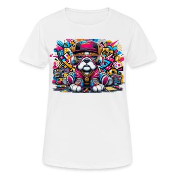 Hip Hop Bulldog Puppy Graffiti Street Style Merch - T-shirt respirant Femme - blanc - Devant - AI Model Female 172 dark (172cm)