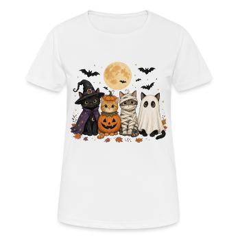 Halloween Cats Witch Pumpkin Mummy Ghost Costume - Women's Breathable T-Shirt - white - Front - AI Model Female 172 dark (172cm)