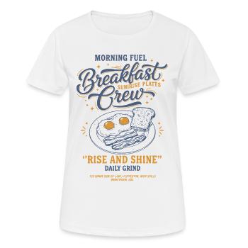 Petit-déjeuner Brunch drôle Café Sandwich Sandwich Sandwich - T-shirt respirant Femme - blanc - Devant - AI Model Female 172 dark (172cm)