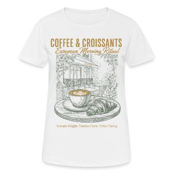 Frühstück Kaffee Croissants Europäische Morgen - Frauen T-Shirt atmungsaktiv - Weiß - Vorne - AI Model Female 172 dark (172cm)