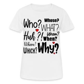 English Questions - Women's Breathable T-Shirt - white - Front - AI Model Female 172 dark (172cm)
