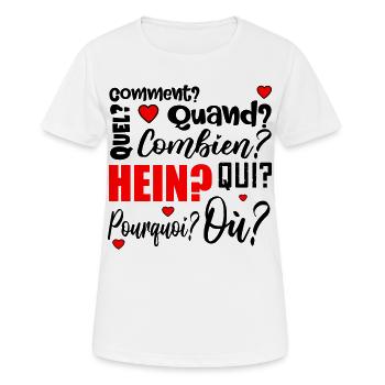 mots interrogatifs - français - T-shirt respirant Femme - blanc - Devant - AI Model Female 172 dark (172cm)