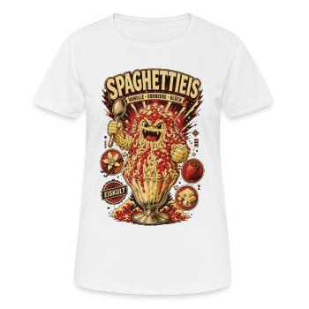 Spaghettieis Vanille Erdbeere Glück Shirt - Frauen T-Shirt atmungsaktiv - Weiß - Vorne - AI Model Female 172 dark (172cm)
