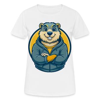 Marmot Kawaii Maskottchen Cartoon Clipart Logo - Frauen T-Shirt atmungsaktiv - Weiß - Vorne - AI Model Female 172 dark (172cm)