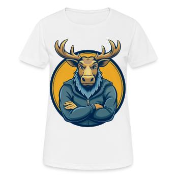 Moose Kawaii Maskottchen-Cartoon-Charakter-Clipart-Logo - Frauen T-Shirt atmungsaktiv - Weiß - Vorne - AI Model Female 172 dark (172cm)