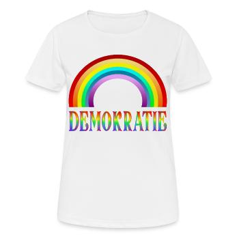 Regenbogen Demokratie - Haltung - Frauen T-Shirt atmungsaktiv - Weiß - Vorne - AI Model Female 172 dark (172cm)