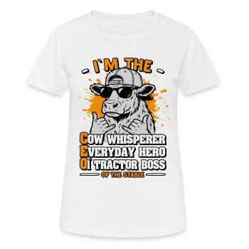 Je suis le PDG Cow Whisperer Fermier Exécutif - T-shirt respirant Femme - blanc - Devant - AI Model Female 172 dark (172cm)