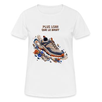 Plus loin que le bruit - T-shirt respirant Femme - blanc - Devant - AI Model Female 172 dark (172cm)