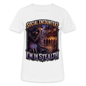 SOZIALE ERFAHRUNG? ICH BIN IM STEALTH - Frauen T-Shirt atmungsaktiv - Weiß - Vorne - AI Model Female 172 dark (172cm)