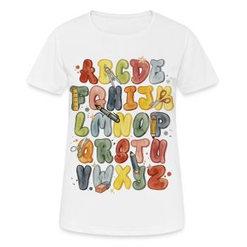 Alphabet aquarelle coloré pour la rentrée scolaire - T-shirt respirant Femme - blanc - Devant - AI Model Female 172 dark (172cm)