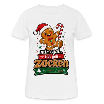 Mir egal Ich geh Zocken Lebkuchen Gamer Weihnachte - Frauen T-Shirt atmungsaktiv - Weiß - Vorne - AI Model Female 172 dark (172cm)