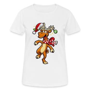 Funny Reindeer Dancing Christmas Moose - Women's Breathable T-Shirt - white - Front - AI Model Female 172 dark (172cm)